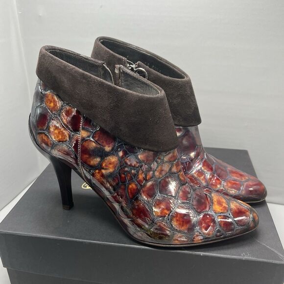 Donald J Pliner Rula Caiman Alligator Ankle Booties Boots Women Size 8.5 Preownd - Picture 5 of 14